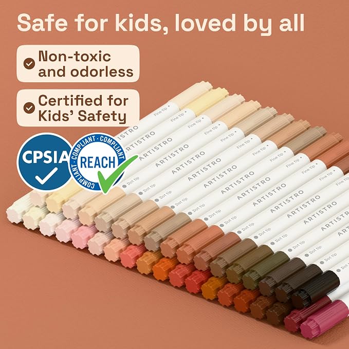ARTISTRO 36 Skin Tones Dual-Tip Acrylic Paint Markers – Paint Pens Set - Image 8