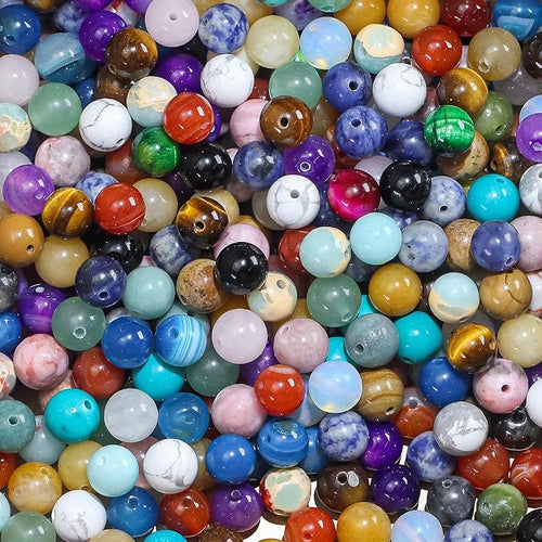 0.5lb 280pcs Natural Stone Beads Multicolor Random Mixed Assorted Round Loose by Ouubuuy