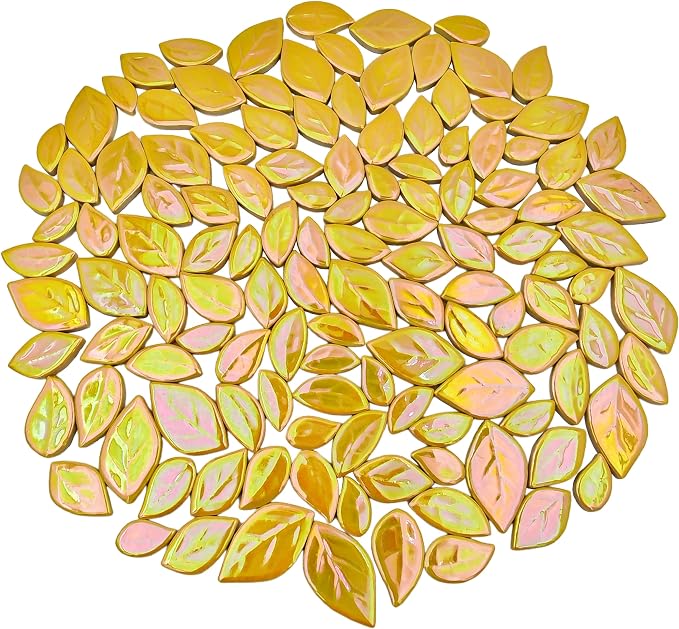 500g/1.1lb Leaf-Shaped Ceramic Mosaic Tiles, Ceramic Mosaic Pieces - Image 2