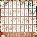 36 PCS Flower Stencils for Painting on Wood, 6x3 Inch Reusable Wildflower by Ceblish