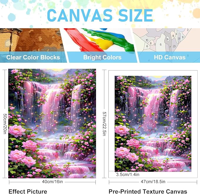 Mrnsiet Paint by Numbers Kit for Adults Beginners, Waterfall Landscape Adult - Image 3