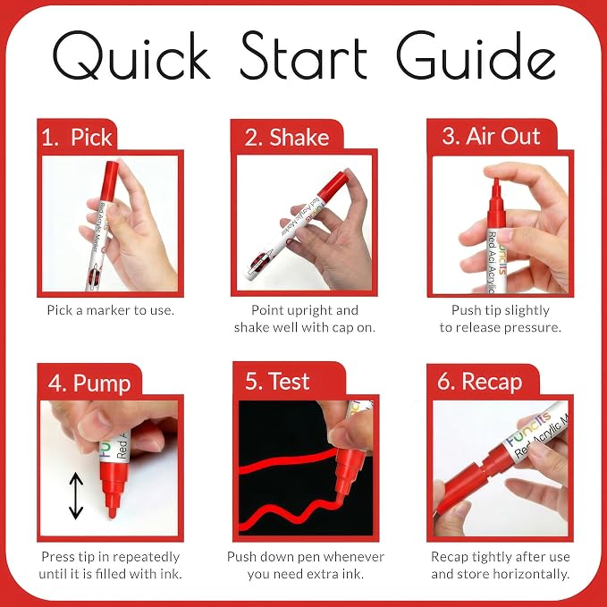 5 Acrylic Red Paint Pens - Image 7