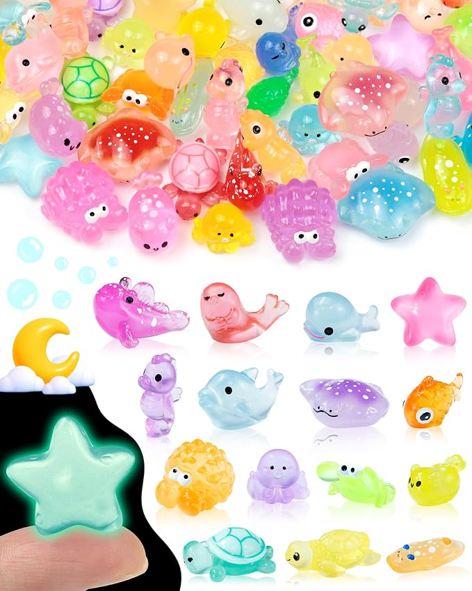 FIVEIZERO 102PCS Luminous Mini Resin Ocean Animals Bulk by FIVEIZERO