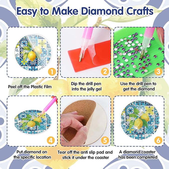 Lemon Diamond Art Coasters - Image 3