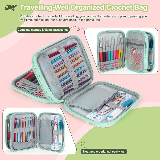 Katech Crochet Hooks Set with Crochet Case, Colorful Soft Handle Knitting - Image 3