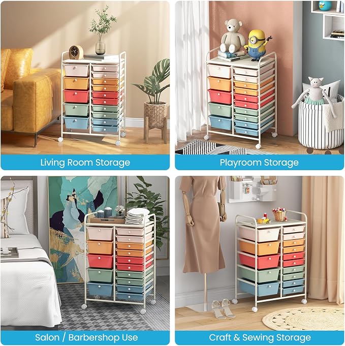 BECOMFORT 15-Drawer Rolling Cart - Image 8