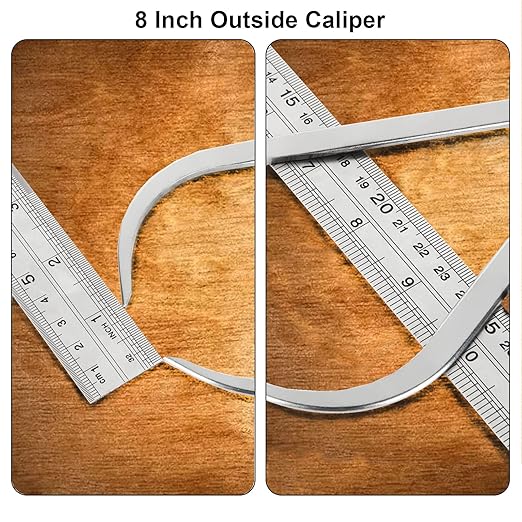 Acrux7 3Pcs 8 Inch Long Spring Caliper Set, Carbon Steel Outside Divider Caliper Compass, Calipers Measuring Tool for Wood Turning Lathe Projects