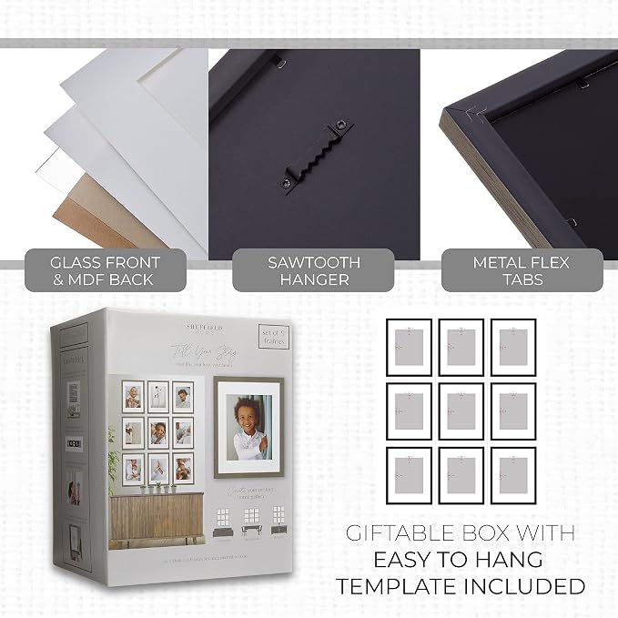 Sheffield Home 9 Piece Gallery Wall Frame Set, 11x14 Inch - Image 5