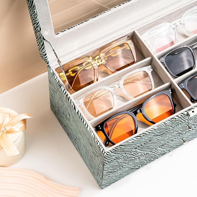 ProCase 3-layer Sunglasses Storage Organizer, 18 Slots Leather Sunglass Box - Image 4
