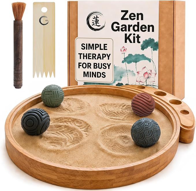 ENSO Zen Garden for Desk, Japanese Bamboo Sand Tray Therapy Kit | Lead-Free by ensosensory