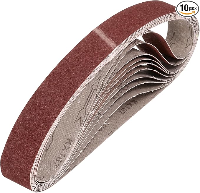 HARFINGTON 1-1/2 x 30 Inch Sanding Belts, 10 Pcs 120 Grits Aluminum Oxide Abrasive Belt Sander File Belt for Woodworking, Metal Polishing, Knife Sharpener