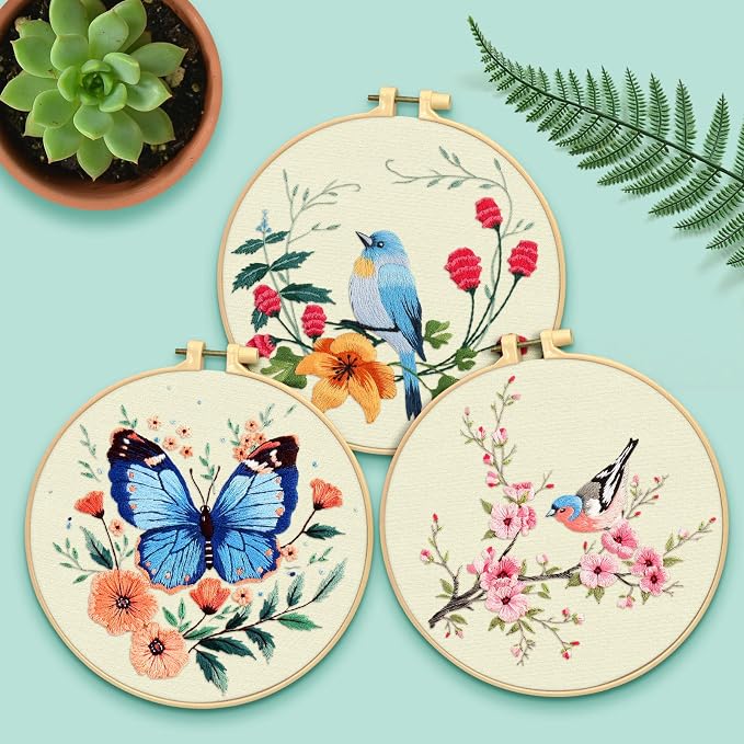 ERKOON 5 Sets Embroidery Kit for Beginners, Hummingbird Cross Stitch Set for - Image 6
