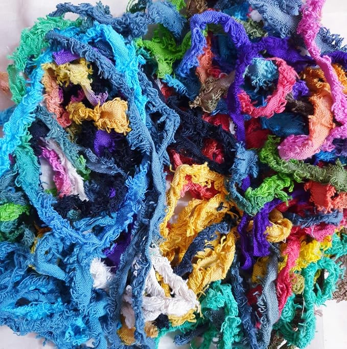 20-Piece Bright Cotton Yarn Strips 1 Yard Colorful Frayed Fabric Ribbon - Image 9
