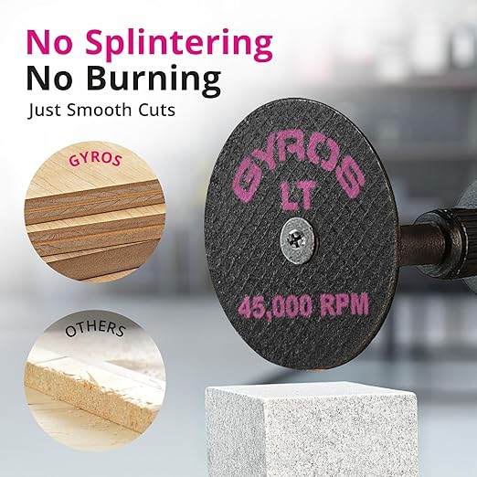 GYROS 1.5” Resin Cut-Off Wheels for Rotary Tools | 12 Double Fiberglass Reinforced Discs | For Wood, Plastic, Stone, Aluminum, Copper, Brass | Dremel Cutting Tool Accessory | Made in USA 11-32154/12