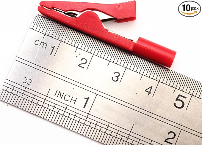 5Colors Insulated Mini Test Alligator Clips Crocodile Clamps for 2mm Test Probes, 2mm Banana Plugs Multimeter Electrical Testing 10Pcs