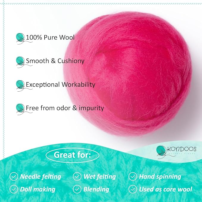 Kondoos Natural Wool roving, 2 OZ. Best Wool - Image 3