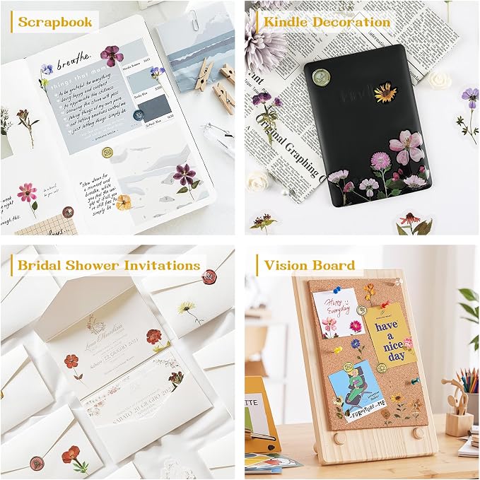 Dizdkizd 320Pcs Realistic Transparent Flower & Wax Seal Stickers - Image 6