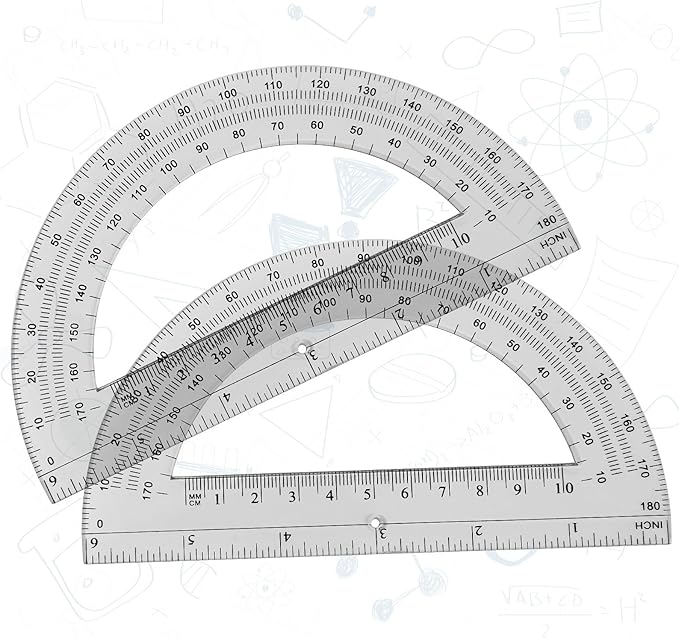Zonon 2 Pcs 6 Inch Plastic Protractor Math Protractors 180 Degrees Angle Measurement, Translucent for Geometry Classroom Kid Student School Office Supplies (Grey)