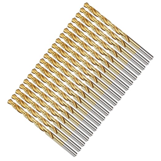 Drill Bit, 15/64" Cutting Diameter, 4341 HSS TiN Coated 135° Cutting Angle Jobber Bits - (Applications: for Drilling Soft Metal Plastic Wood), 20-Pieces