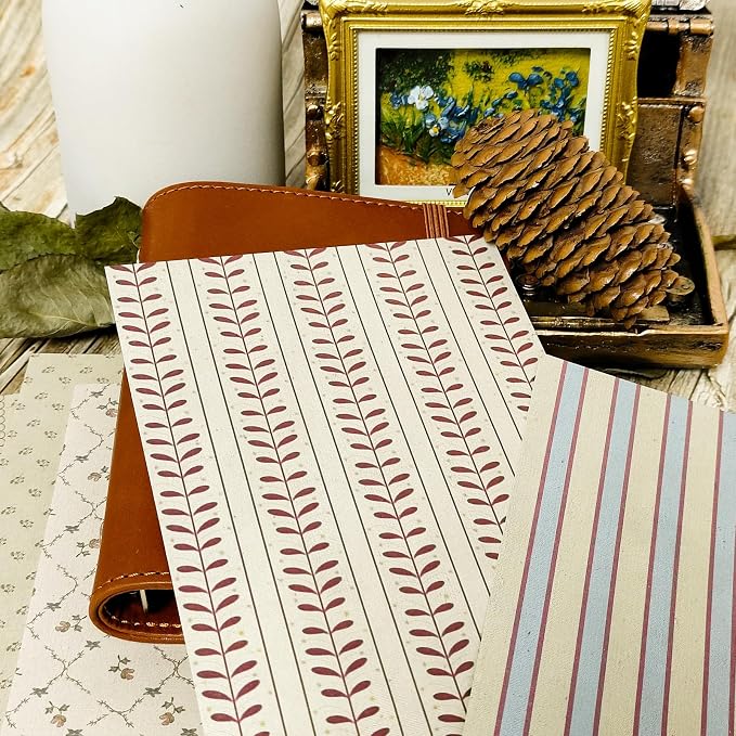 PRSTINCOL Scrapbook Paper, 16 Sheets 4.1x5.8 Inch Vintage Stripe Style - Image 4