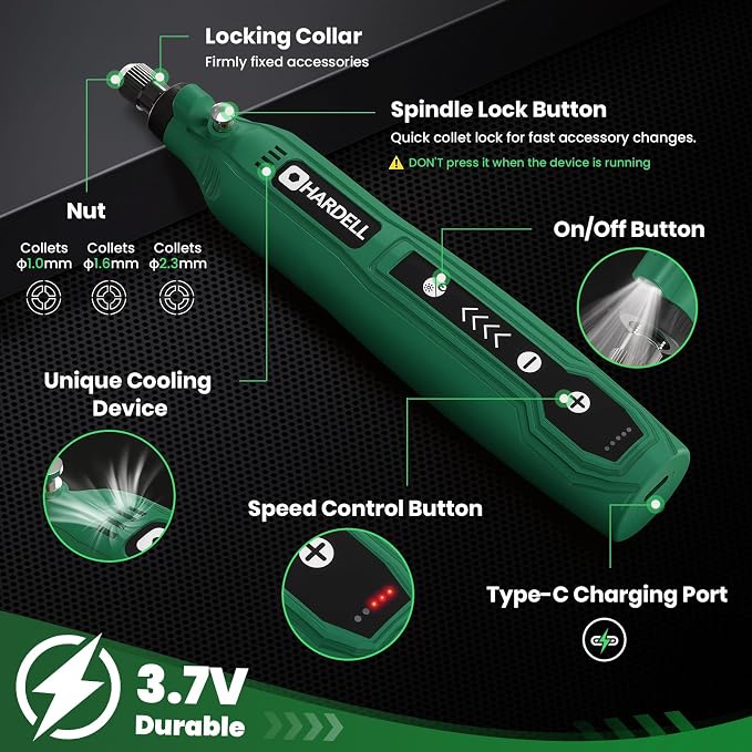 HARDELL Mini Cordless Rotary Tool, 5-Speed Rotary Tool Kit - Image 2