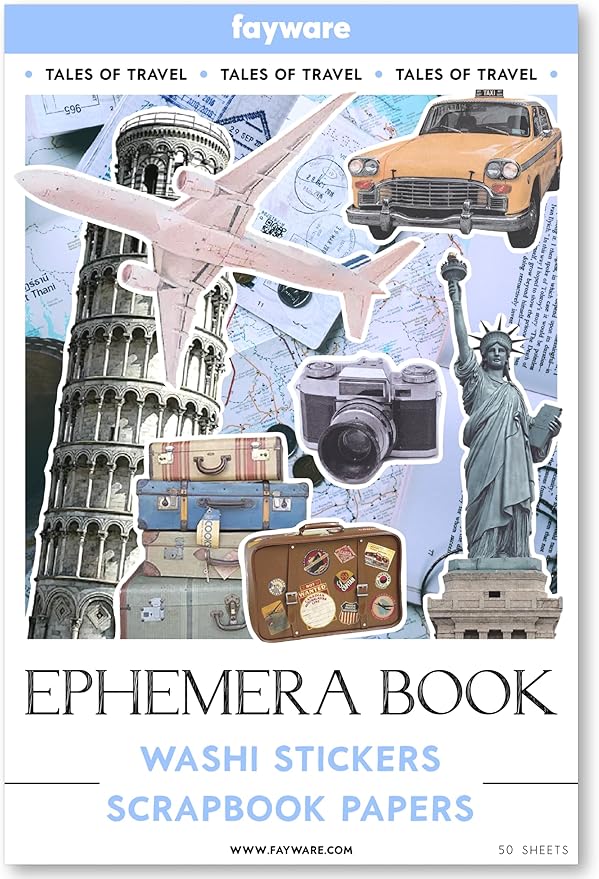 Fayware 300+ Travel Stickers for Scrapbooking & 20 A5 Papers by FAYWARE