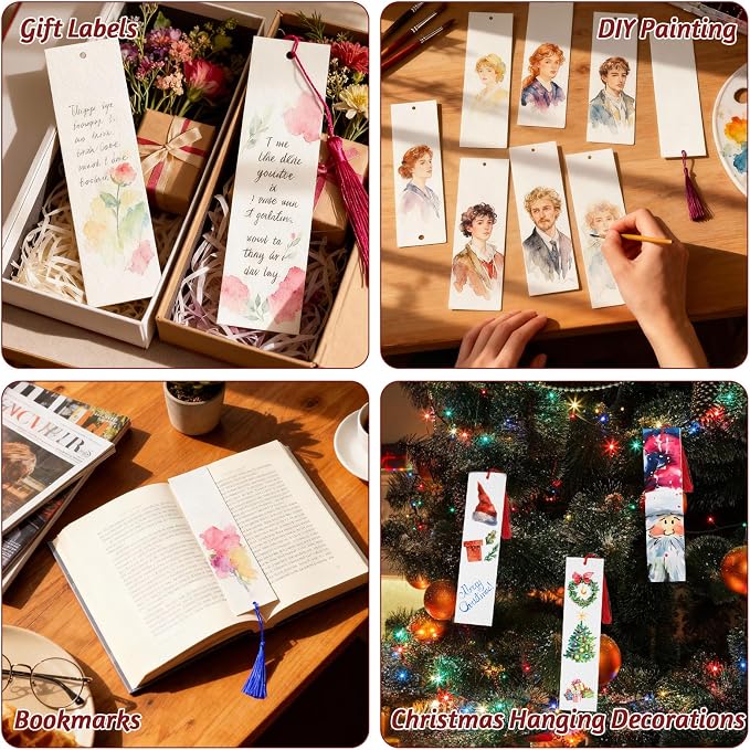 LOTMER 200 Pcs Watercolor Paper Blank Bookmarks - Image 7