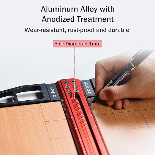 TYDEEY 12, 24, 31, 39 in Precision Ruler Square T-Shaped Woodworking Scriber Measuring Tool, Aluminum Alloy Architect Ruler for Carpenter Work, T Type Wood Layout and Measuring Tools (39 Inch)