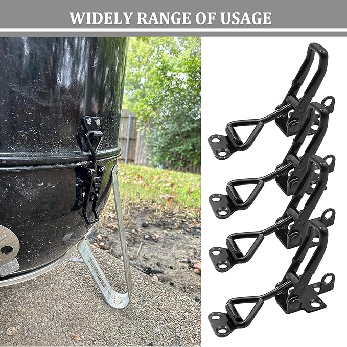 8 Pcs Toggle Clamp Latch 4003 Style, 1320lbs Capacity Adjustable Toggle Clamps with Lock Hook, Black Smoker Clamps Heavy Duty Latches, Quick Release Hasp Clamps for Trunk, Jig, Door and Tool Boxes