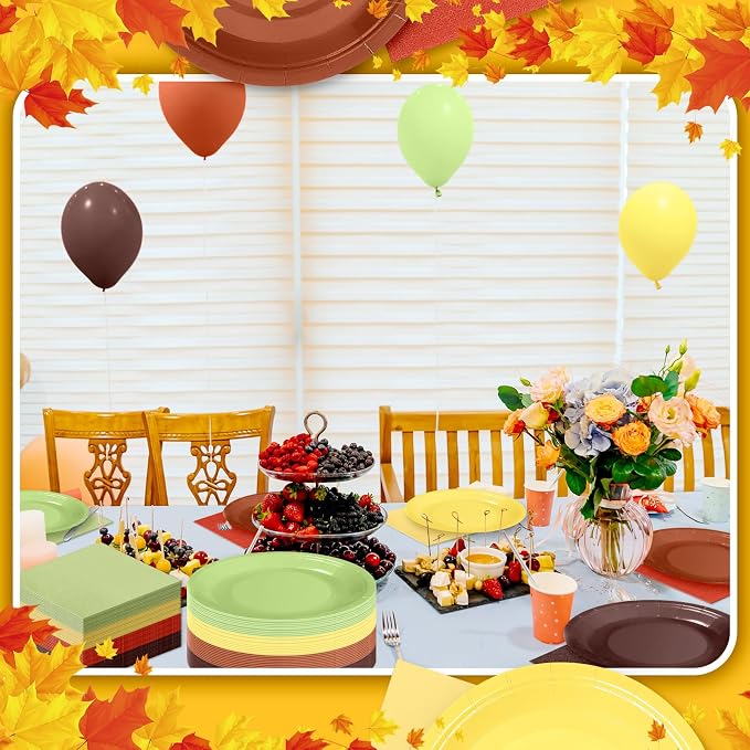 Zhehao 120 Pcs Disposable Paper Plates and Napkins Bulk Birthday Party - Image 5