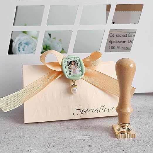 Frame Wax Seal Stamp, 3D Embossed Relief Carving Brass Head and Wood Handle - Image 5