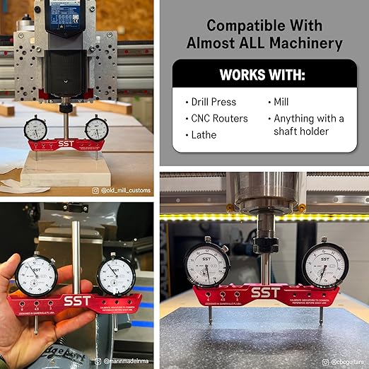 SST - Regular Mill & Lathe Tramming System - Tram, Align, & Square for Machine Calibration - For Angular Misalignment - Precise & Powerful - 0.0005” Dial Indicators - Designed in the USA