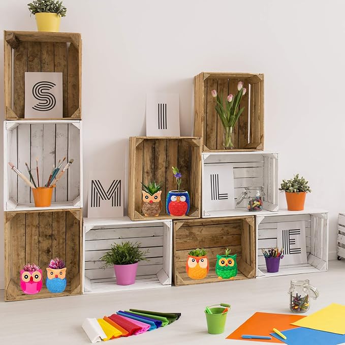 Winlyn 6 Sets DIY Ceramic Owl Succulent Pots Paint Craft Kit, Unpainted Ceramic - Image 5