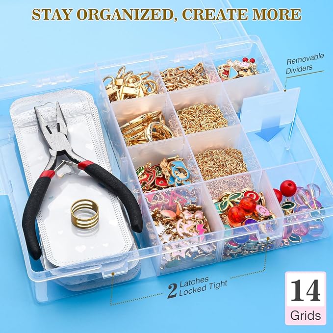 656Pcs Keychain Making Kit: Gold Jewelry Making Supplies Including 198 Charms - Image 5