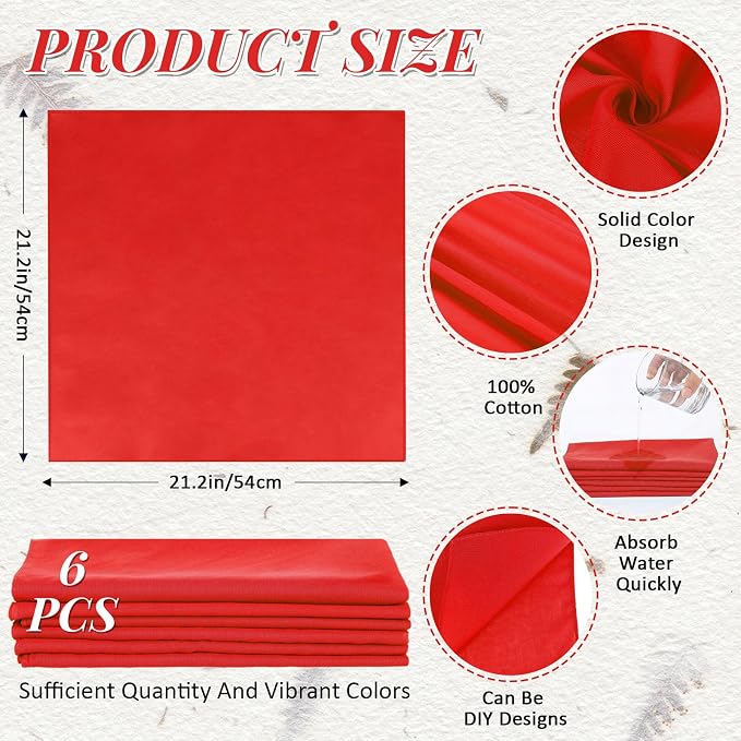 Suhine 100% Cotton Solid Bandanas Blank Bandanas Multifunctional Headband Scarf - Image 2