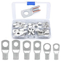 Wirefy 30 PCS Tinned Copper Wire Lugs Kit - Battery Lugs - Crimp Battery Cable Ends - Ring Terminals - 6-2 Gauge