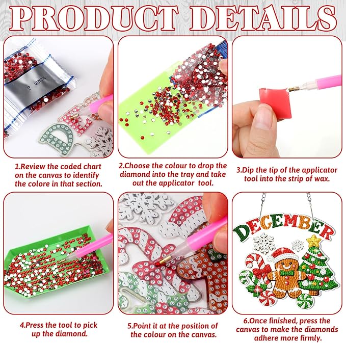 Cinnvoice 12 Pcs Summer Seasonal Diamond Art Hanging Ornament Kit - Image 4