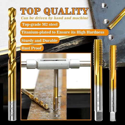 M4x0.7 Tap and 3.3mm Drill Bit Kit, M2 HSS Metric Drill and Tap Set, Combination of Drill and Tap Kit for Metal