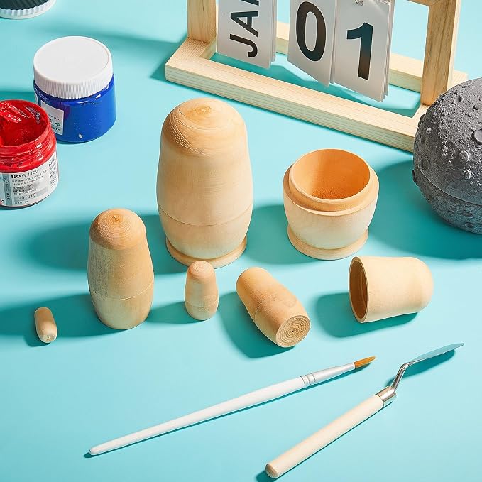 Chalyna 2 Sets Blank Russian Nesting Dolls Unfinished DIY Kit - Image 7