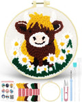 FIVEIZERO Punch Needle Kit for Beginners, Highland Cattle Punch Embroidery Kit by FIVEIZERO