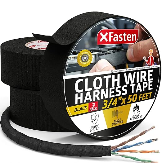 XFasten Wire Harness Tape, 3/4-Inch x 50-Foot, High Temp Wiring Loom Harness by XFasten