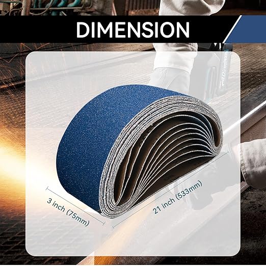 3x21 Inch Sanding Belts 20 Pcs 40 Grits Heavy Duty Belt Sander Zirconia Belt Sander Paper for Wood, Metal, Stainless Steel, Automotive, and Furniture