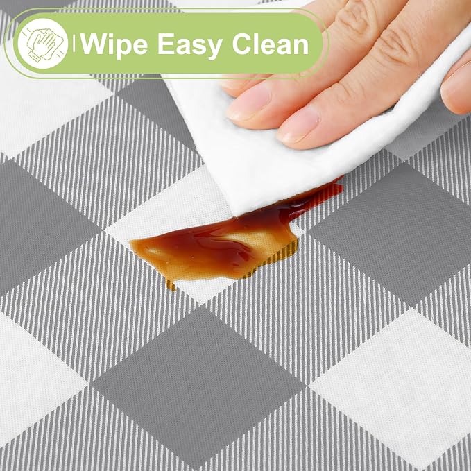 Smiry Rectangle Table Cloth, Waterproof Vinyl Tablecloth - Image 3