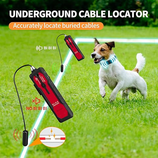 Underground Wire Locator – Rechargeable Cable & Pet Fence Break Detector, 2.6ft Depth, Earphone Support, Model NF-817L
