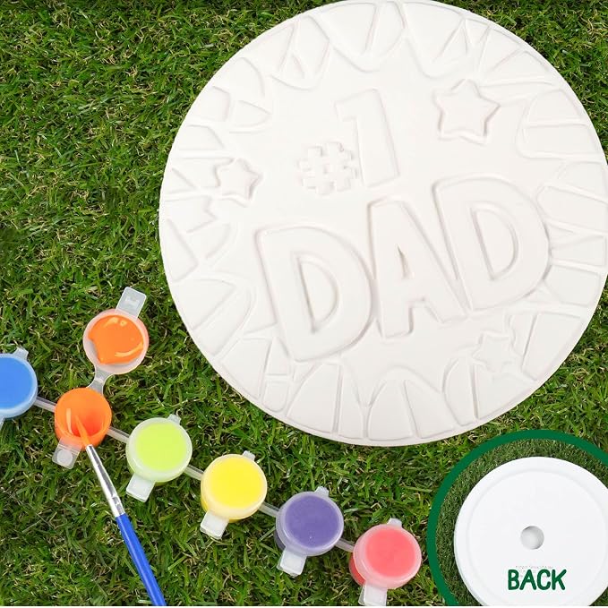 Creative Roots Paint Your Own #1 Dad Stepping Stone, Paintable Ceramic 7 in. - Image 4