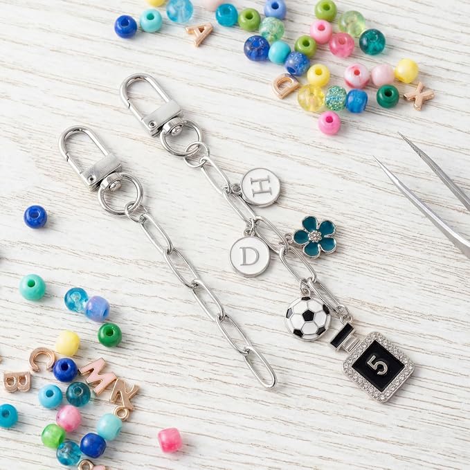 Hzopcw 20pcs Silver Keychain Making Kit, Key Ring Swivel Snap Hook Chains - Image 7