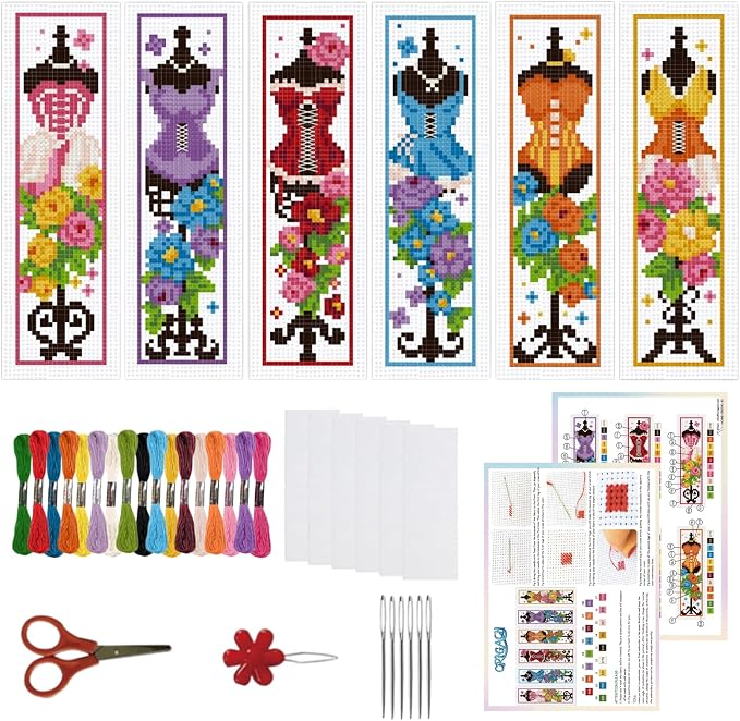 ORIGACH 6 Pcs Cross Stitch Bookmark Kit by ORIGACH