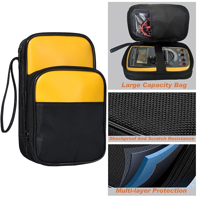 Multimeter Test Leads Kit with Soft Tool Carrying Case Alligator Clips Test Hook Clips Wire Replaceable Precision Sharp Probes for Digital Electrical Multimeter Testing