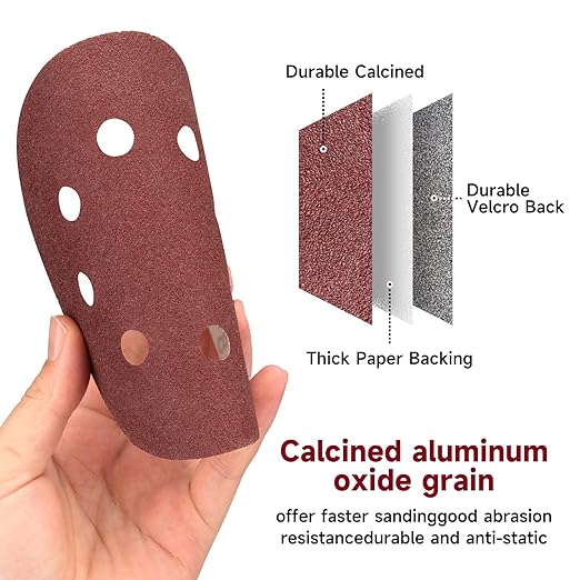 100 PCS 5 Inch Sanding Discs 220 Grit, Round Hook and Loop Sandpaper for Random Orbital Sander