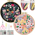 ERKOON Embroidery Kit for Beginners Adult, 2 Set Floral Cross Stitch Set by ERKOON